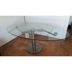 Table de salle à manger en verre trempé avec allonges