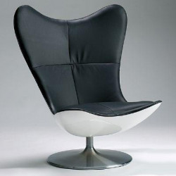 Glove black leather armchair designed by Terence Conran