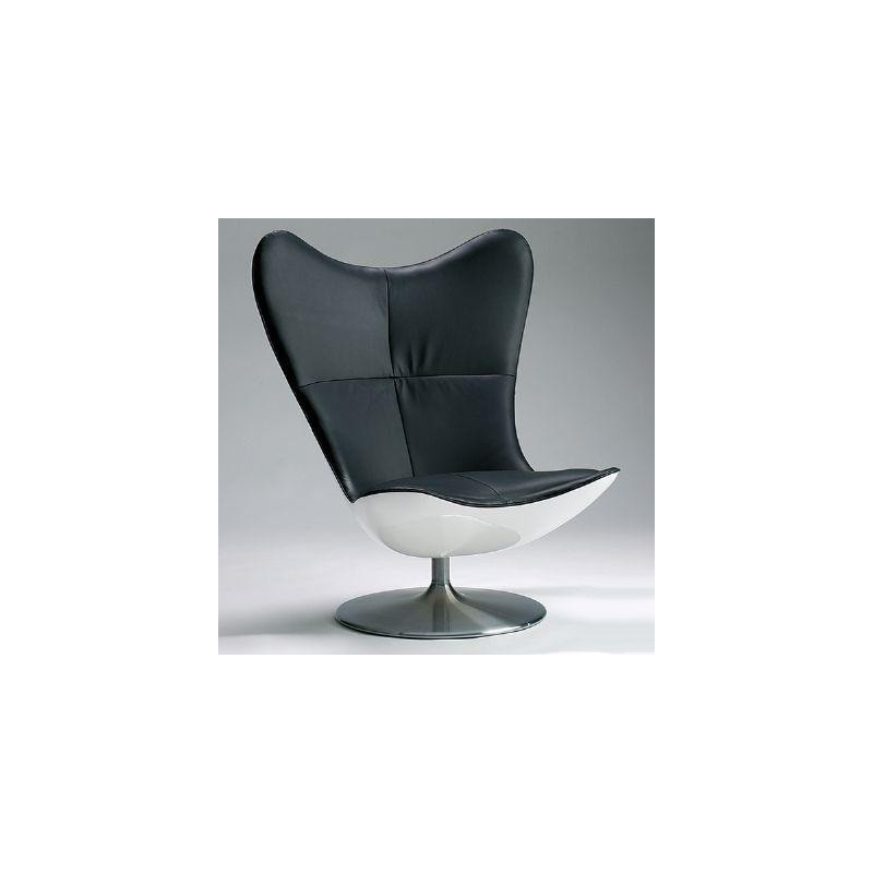 Glove black leather armchair designed by Terence Conran