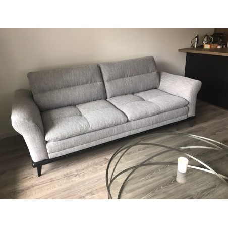 Secnd-hand 3 Seater light gray leather sofa by Cuir Center