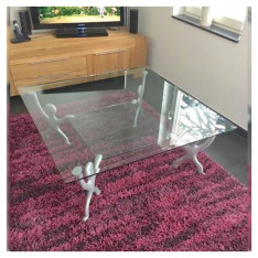 Table basse en verre, style Pop-Art, inspirée par Keith Haring