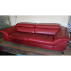 Roche Bobois electric red leather sofa