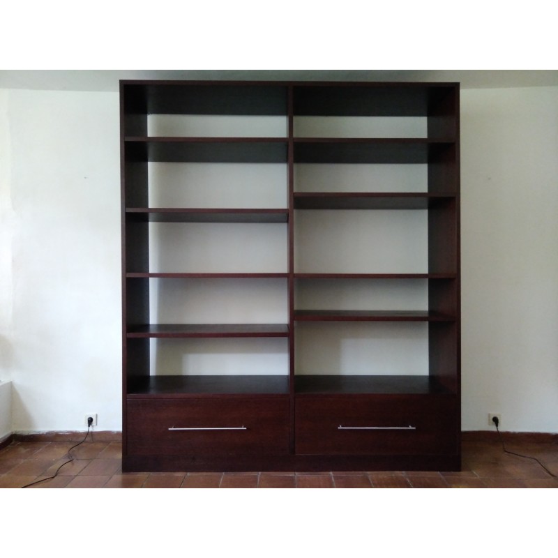 Preloved neo-minimalist stained oak bookcase by Catherine Memmi