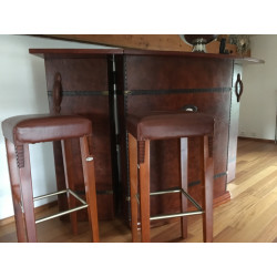 Tabouret de bar en bois et cuir par Starbay