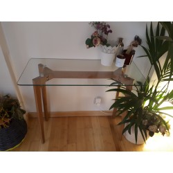 Pre-loved tempered glass console table by Fleux