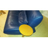 Pre-loved 2/3- seater blue leather sofa by Bernard Masson for Steiner