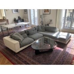 Pre-loved Roche Bobois white and grey corner sofa