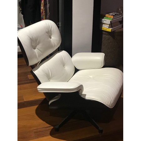 Fauteuil Eames lounge cuir blanc et bois ébène sur mesure sur so chic so design 