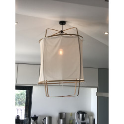 Suspension Ay Illuminate Z1 bambou et voile coton blanc