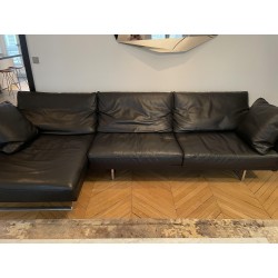 Grand Canapé Toot cuir noir avec meridienne sur le site de l'occasion haut de gamme So Chic So Design