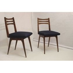 Paire de chaises scandinaves assise tissu bleu , année 60 sur le site de l'occasion haut de gamme So Chic So Design