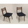 Paire de chaises scandinaves assise tissu bleu , année 60.