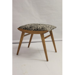 Vintage stool, fully restored 1950s/60s jacquard fabric.