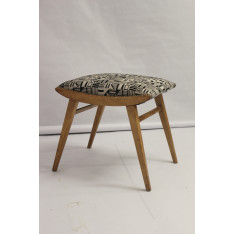 Vintage stool, fully restored 1950s/60s jacquard fabric.