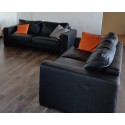 Salon H&H en cuir noir 6 places