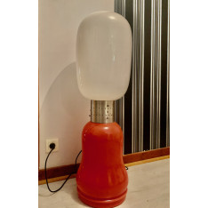 Lampe Carlo Nason 70s en verre orange et blanc