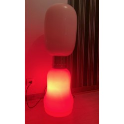 Lampe de Carlo Nason en verre ,orange et blanc, double éclairage, bel effet déco  Designer Carlo Nason sur so chic so design 