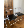 4 magnifiques chaises en acier et cuir noire de chez le designer Marcello Cuneo sur le site de second main So CHIC So Design 