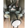 Table de salle à manger ovale en verre haute avec 8 chaises par Ego