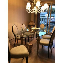 Table de salle à manger ovale en verre haute avec 8 chaises par Ego