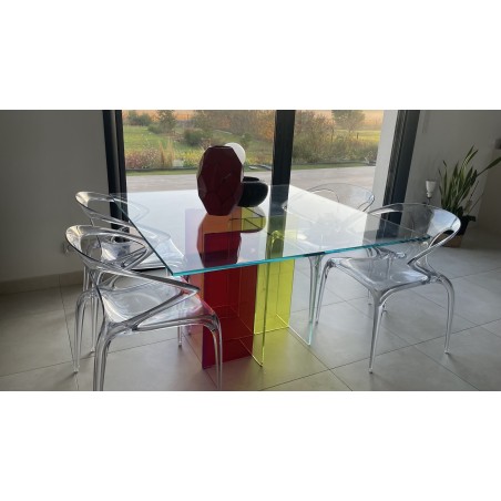 Table en verre et chaises Modèle Diapo Roche Et Bobois