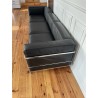 Canapé LC3 cuir noir par Le Corbusier pour Cassina