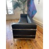 Canapé LC3 cuir noir par Le Corbusier pour Cassina