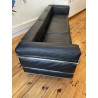Canapé LC3 cuir noir par Le Corbusier pour Cassina