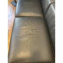 Canapé LC3 cuir noir par Le Corbusier pour Cassina