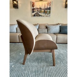 Fauteuil et son pouf assorti Perrouin style scandinave