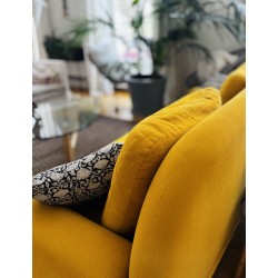 Canapé jaune moutarde sur mesure – modèle COCO – lin et coton