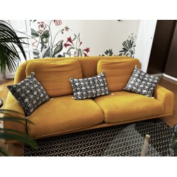 Canapé jaune moutarde sur mesure – modèle COCO – lin et coton