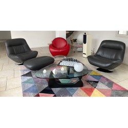 Fauteuil pivotant en cuir Manarola Ligne Roset