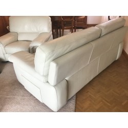 Canapé et fauteuil cuir blanc ROCHE BOBOIS