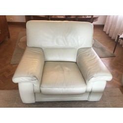Canapé et fauteuil cuir blanc ROCHE BOBOIS