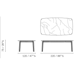 Grande table Nabucco plateau marbre 220 * 120 cm Poltrona Frau
