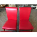 Set of 4 classic chairs in wood and red leather by Poltrona Frau.